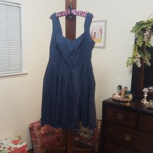EShakti Navy Blue Pleated Dress
